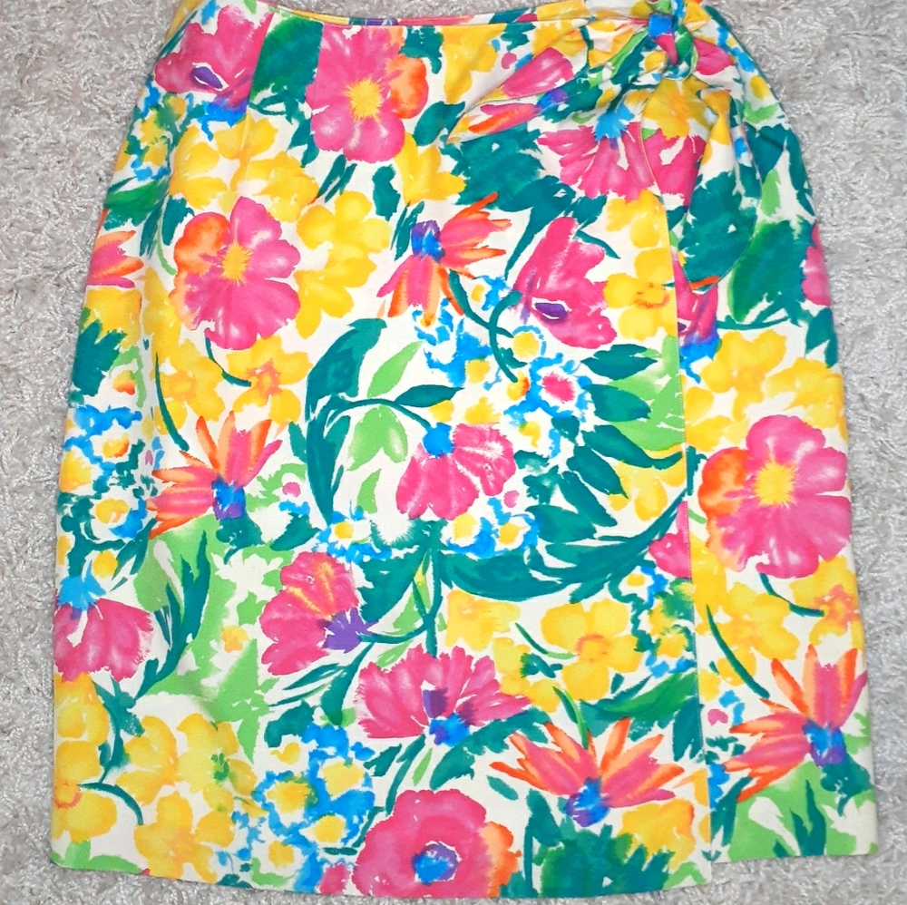 Talbots silk faux wrap skirt